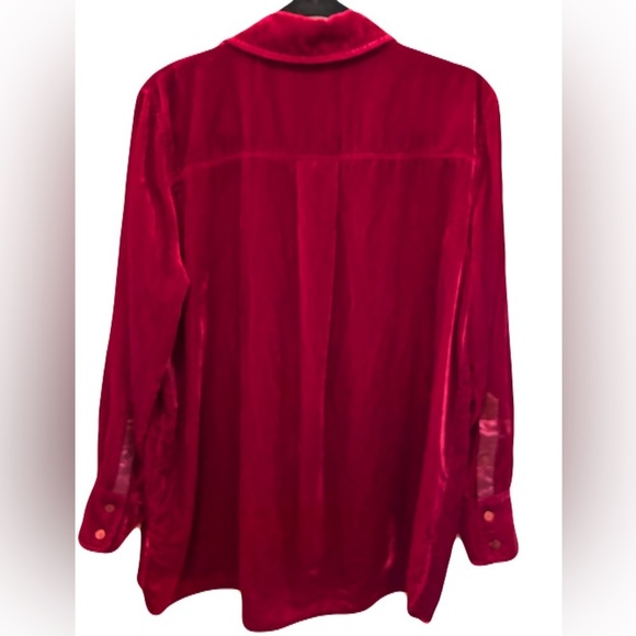 John Mark Velvet Point Collar Long Sleeve Button Front Tunic Scarlet Romantic - Picture 5 of 7
